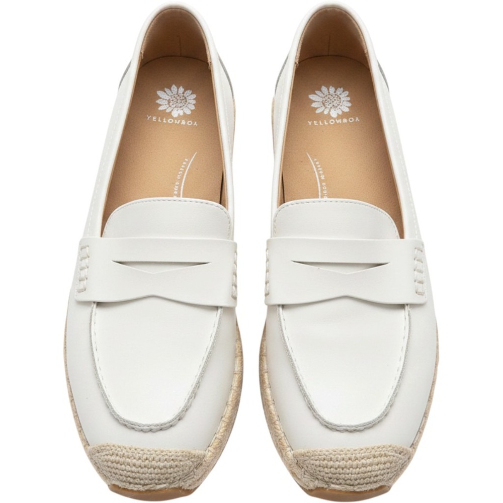 Yellow Box Aviana White Espadrille Penny Loafers Womens Size 9 Slip On Flats
